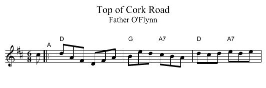 Top of Cork Road - staff notation