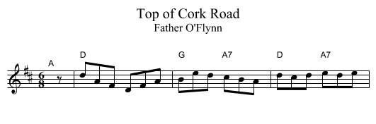 Top of Cork Road - staff notation