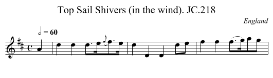 Top Sail Shivers (in the wind). JC.218 - staff notation