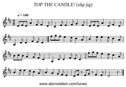 TOP THE CANDLE! (slip jig) - staff notation