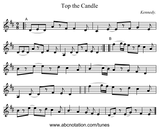 Top the Candle - staff notation