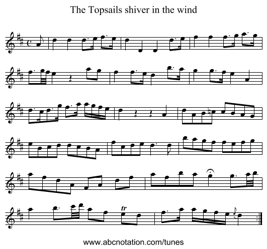 Topsails shiver in the wind, The - staff notation