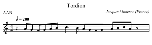 Tordion - staff notation