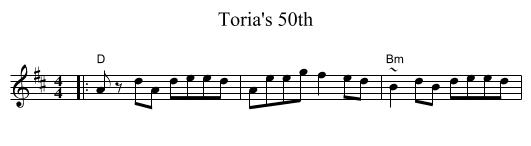 Toria's 50th - staff notation