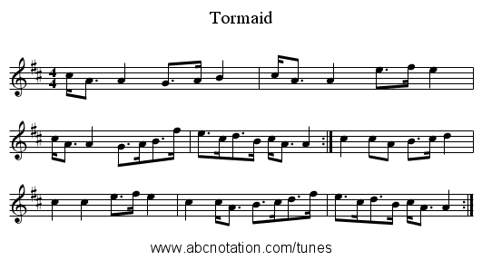 Tormaid - staff notation