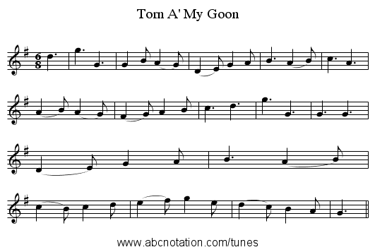 Torn A' My Goon - staff notation