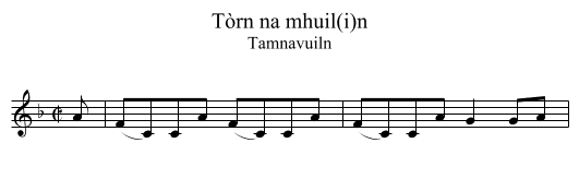 Tòrn na mhuil(i)n - staff notation