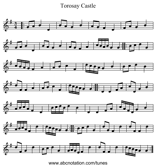 Torosay Castle - staff notation