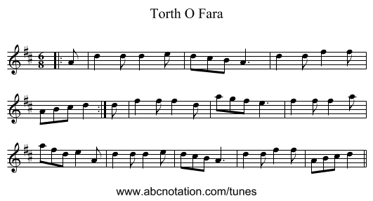 Torth O Fara - staff notation