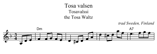 Tosa valsen - staff notation