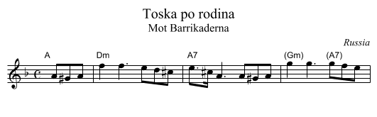 Toska po rodina - staff notation
