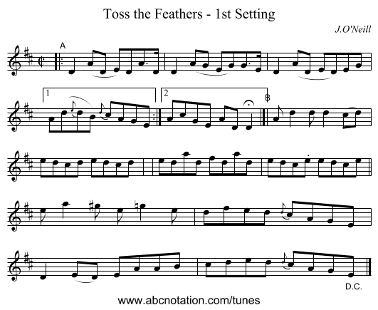 Toss the Feathers - 1st Setting - staff notation