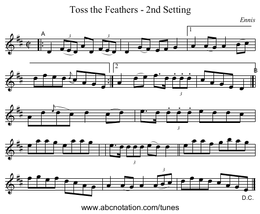 Toss the Feathers - 2nd Setting - staff notation