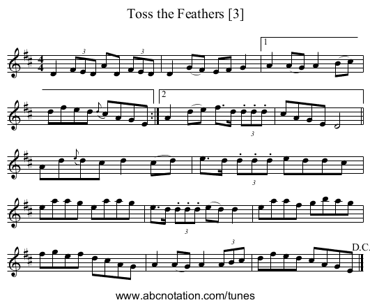 Toss the Feathers [3] - staff notation