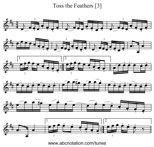 Toss the Feathers [3] - staff notation