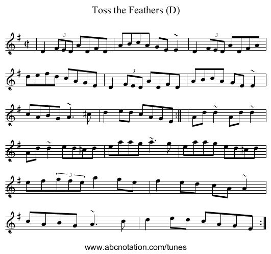 Toss the Feathers (D) - staff notation