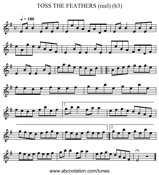 TOSS THE FEATHERS (reel) (b3) - staff notation