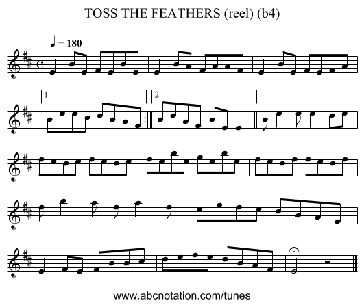 TOSS THE FEATHERS (reel) (b4) - staff notation