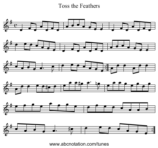 Toss the Feathers - staff notation
