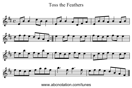 Toss the Feathers - staff notation