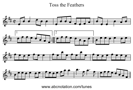 Toss the Feathers - staff notation