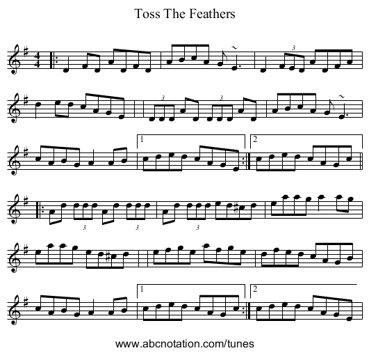 Toss The Feathers - staff notation