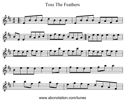 Toss The Feathers - staff notation