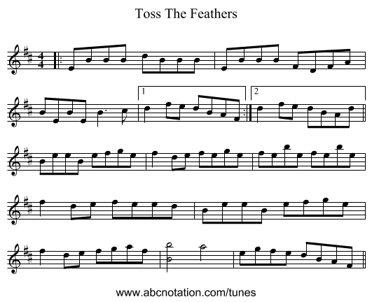 Toss The Feathers - staff notation