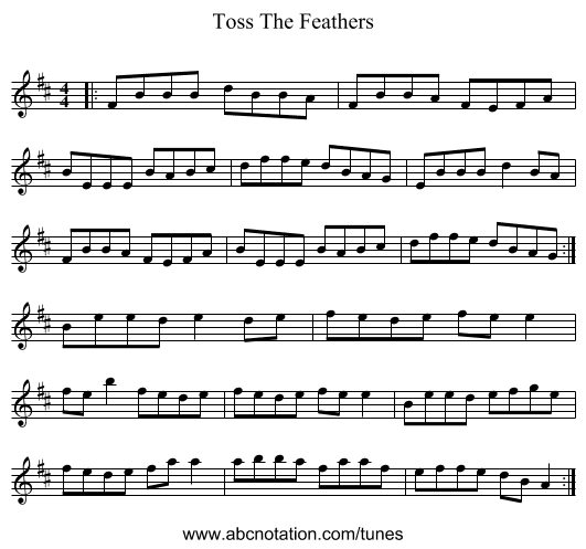 Toss The Feathers - staff notation