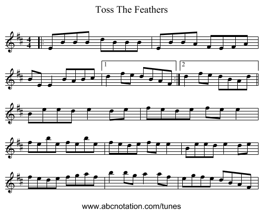 Toss The Feathers - staff notation