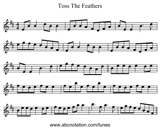 Toss The Feathers - staff notation