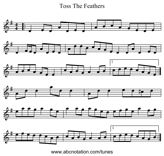 Toss The Feathers - staff notation