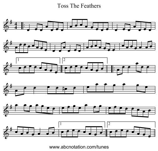Toss The Feathers - staff notation