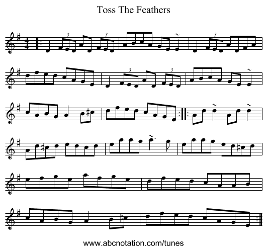Toss The Feathers - staff notation