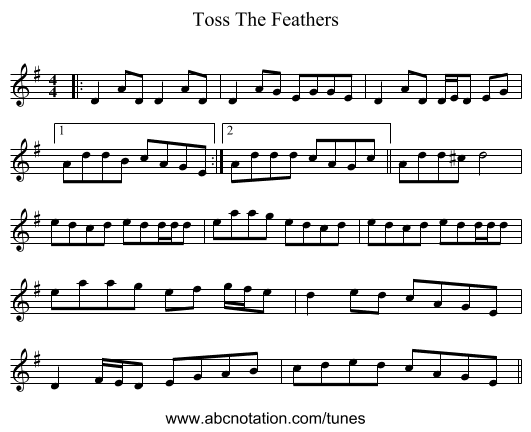 Toss The Feathers - staff notation