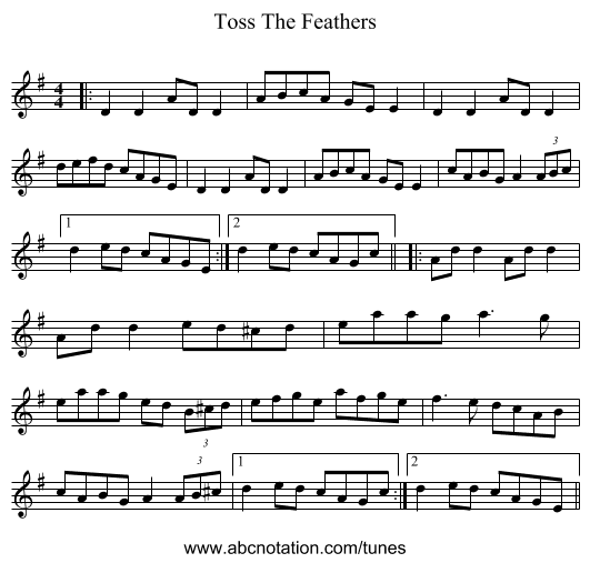 Toss The Feathers - staff notation