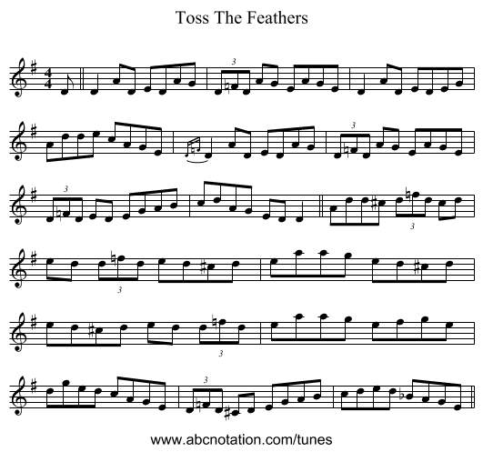 Toss The Feathers - staff notation