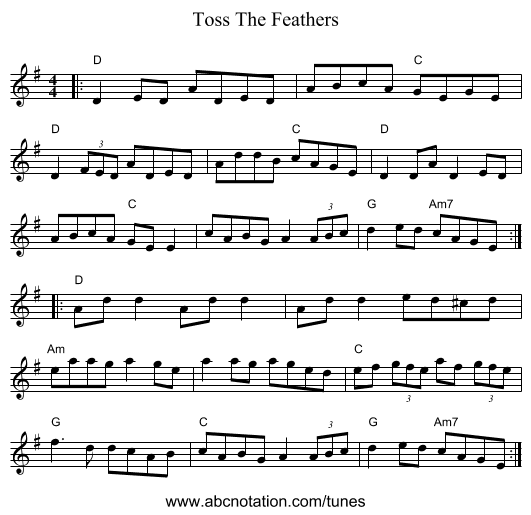 Toss The Feathers - staff notation