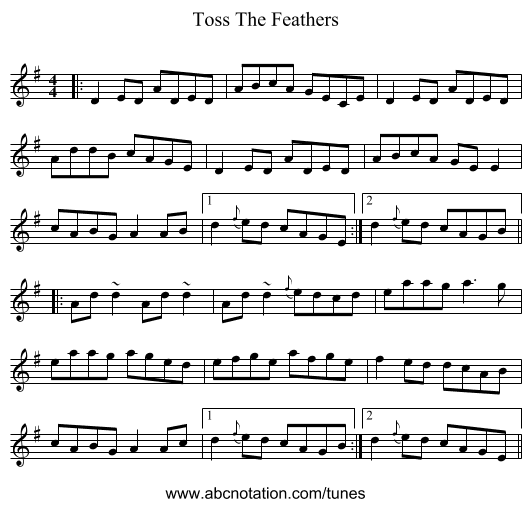 Toss The Feathers - staff notation