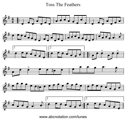 Toss The Feathers - staff notation