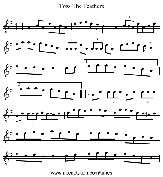 Toss The Feathers - staff notation