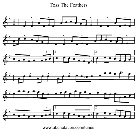 Toss The Feathers - staff notation