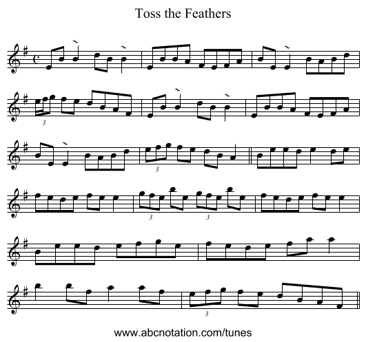 Toss the Feathers - staff notation