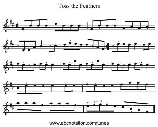 Toss the Feathers - staff notation