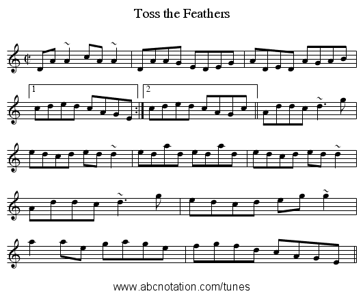 Toss the Feathers - staff notation