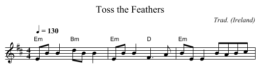Toss the Feathers - staff notation
