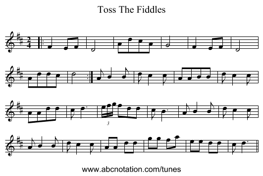 Toss The Fiddles - staff notation