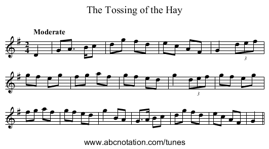Tossing of the Hay, The - staff notation