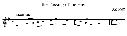 Tossing of the Hay, the  - staff notation