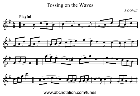 Tossing on the Waves - staff notation